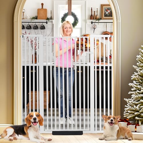SHYUJAJIE 55 Inch Extra Tall Pet Gate for Cats,29.92"-48" Adjustable Wide Dog Gates,Pressure Mounted Walk Through Tall Pets Gate for Doorways,Hallway,Stairs(White) - color: White, size: 55" tall,29.92" - 48"