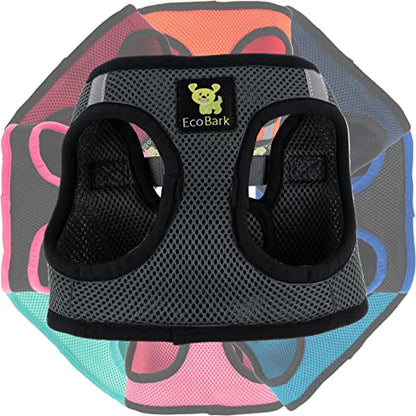 EcoBark Teacup Dog Harness - Step in Luxury Soft Dog Harness - Reflective and Adjustable Mini Body Halter Vest -Tiny Soft Mesh Toy Breed Harness (Gray, XXXS) - color: Gray, size: XXXS- 2 to 3 lbs- Chest up to 10 in (Pack of 1)