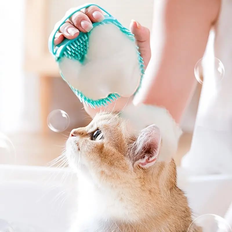 3-Pack Dog & Cat Bath Brush Set - Soft Silicone Pet Grooming Shampoo Brush, Massage Shower Brush with Shampoo Dispenser for Dogs & Cats - Gentle Bathing & Grooming Tool for Pets