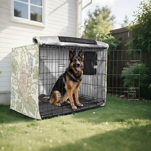 Pink Blue Floral William Morris Pattern Dog Crates Covers Puppy Kennel Cover Dog Crate Curtains - size: Small