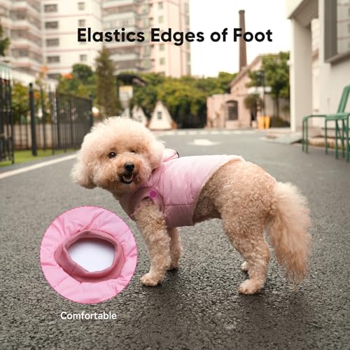 Vecomfy Fleece Lining Dog Hoodie with Harness Built in,Extra Warm Small Dog Jacket in Winter Puppy Coats with Hooded,Light Pink XS - color: Light Pink(Harness), size: X-Small (Pack of 1)