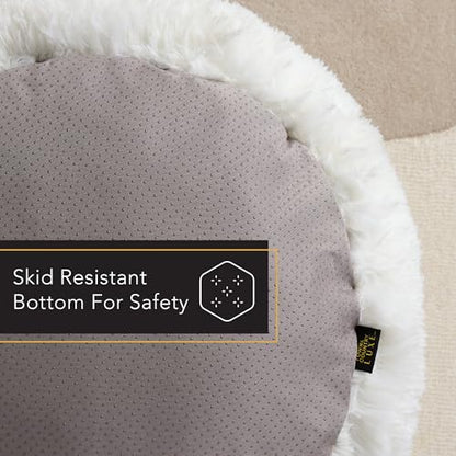Town & Country Luxe CuddleTown Fuzzy Solid Donut Pet Bed, Soft, Cozy & Calming, Water Repellent, Non-Slip Bottom, 100% Machine Washable, Cream, Medium 28"x28"x7" Round - color: Cream, size: Medium 28"x28"x7" Round
