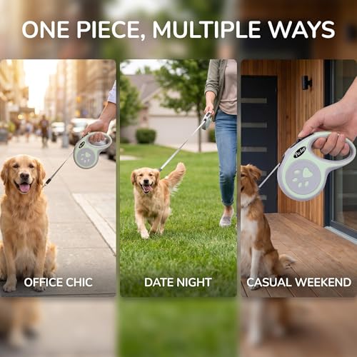 Retractable Dog Leash for Small Medium Dogs One-Click Brake & Lock Anti-Slip Ergonomic Handle 360° Tangle-Free Zinc Alloy Hook Durable ABS Casing-9.84feet Green - color: Green, size: 1