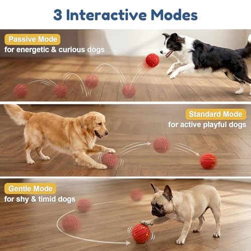 Interactive Dog Toys, Smart Interactive Dog Ball with 3 Modes, Auto-Moving&Bouncing, High-Resilience&Chew Resistant E-TPU Dog Ball, IPX6 Waterproof, Indoor&Outdoor Use, Rolling Ball Dogs - color: Basic