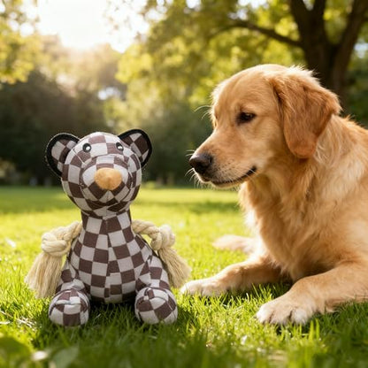 Indestructible Bear Dog Rope Toy with Rope for Aggressive Chewers, Tug of War Dog Toy Durable Chew-Resistant Interactive Ball for All Breeds (Grey Bear) - color: Grey Bear