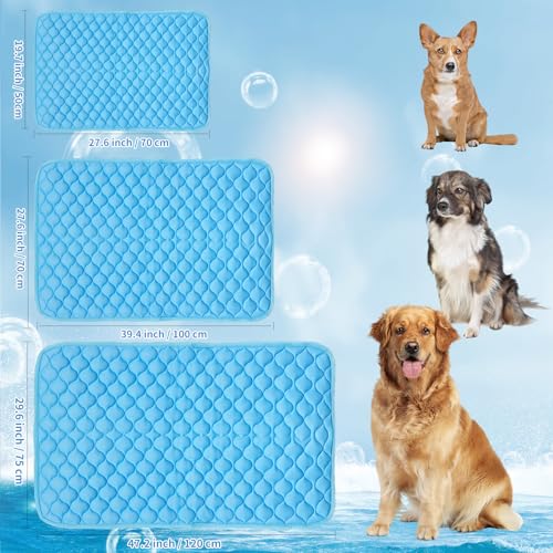 Dog Cooling Mat Non-Toxic Self Cooling Pad for Dogs Cats in Hot Summer Cool Pad Washable & Easy Clean - color: BLUE, size: XL 47x29in