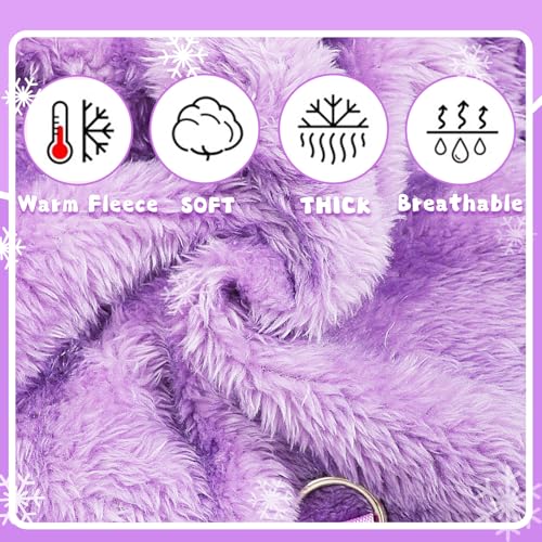 Fleece Dog Pajamas Winter Warm Dog Sweater for Small Dogs Thermal Soft Puppy Pjs Coat Stretchy Jumpsuit Doggie Pet Clothes Outfits Cat Apparel (Purple, Medium) - color: Purple, size: Medium