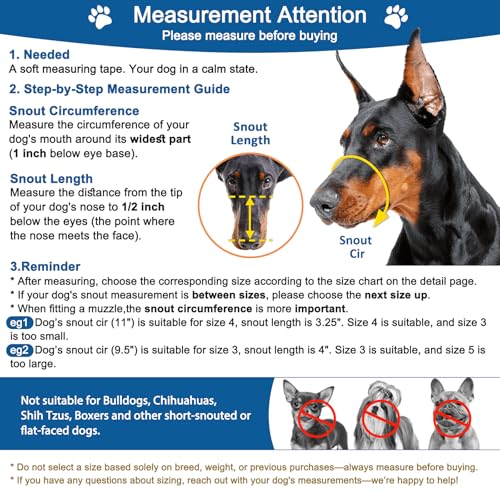 BARKLESS Dog Muzzle, Basket Muzzle Anti Biting Chewing, Sturdy Lightweight Cage Mouth Cover for Small Medium Large Sized Dogs, Allows Panting Drinking, Suitable for Grooming Trimming Training - size: 1 (Snout 6¼-7½")