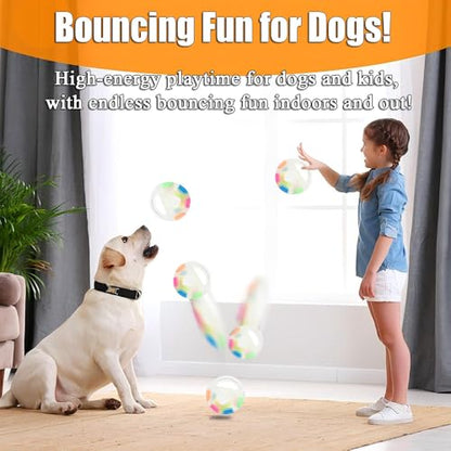 Dog Toy Ball with Handle, Squeaky Dog Calming Ball with Handle, Interactive Ball for Dogs Playing, Squeaky Floating (Transparent)