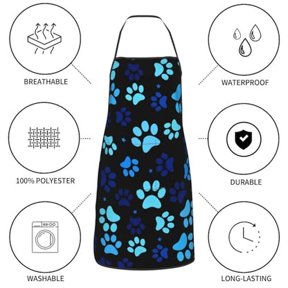 Dog Grooming Waterproof Apron with 2 Pockets, Cute Animals Puppy Dog Pets Apron - color: Blue