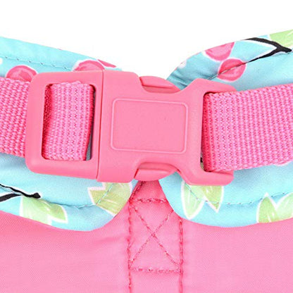 Zunea No Pull Small Dog Girl Harness Dress Escape Proof Cat Kitten Vest Harness Leash Set Step-in Soft Cotton Padded Cherry Printed Jacket Chihuahua Puppy Clothes with Bow for Walking Blue XS - color: blue cherry, size: XS (Chest:12.2-13.7", Neck:8.2-9.4"