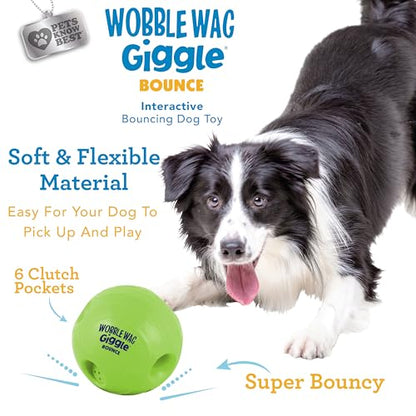 Wobble Wag Giggle Bounce Interactive Dog Toy- Sound Making Bouncing Ball for Dogs Ages Indoor & Outdoor Play, Soft & Durable with Easy Grip Design- Pets Know Best - style: Bounce