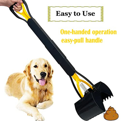 ienjoyed 32“ Tall Pooper Scooper, Large Pooper Scooper for Dogs Heavy Duty, Dog Pooper Scooper with Long Handle & High Strength Durable Spring, Foldable Dog Poop Pick Up, Yellow - size: 32-inch(Yellow)