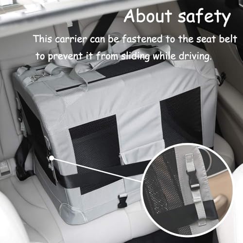 Extra Large Cat Carrier Soft Sided, Portable Small Dog Carrier for 2 Cats, 24"x16.5"x16" Car Travel Folding Comfortable Design, Khaki - color: Khaki