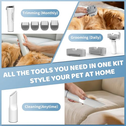 Dog Grooming Vacuum,Pet Grooming Vacuum with 2L Dust Cup & 13000Pa Suction, 6-in-1 Low Noise Pet Grooming Kit with Clipper & Steam Brush for Shedding, Professional Dog Vacuum for Dogs & Cats - color: Gray