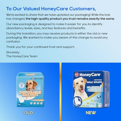 HONEY CARE All-Absorb A25 Male Dog Wrap, 50 Count, Medium, White - size: Medium -50 Count ( Pack of 1)