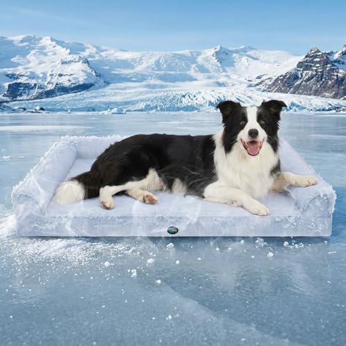 Ownpets Cooling Dog Bed for Large Dogs, 42" x 30" Orthopedic Foam Pet Bed with Bolsters, Removable Washable Cover, Protective Inner Liner, Non-Slip Bottom - size: L(42" x 30")