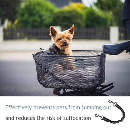 Dog Seat Belt for Bike Basket, Bike Leash, Retractable Bicycle Dog Seatbelt Seatbelt Extender for Bicycle Baskets, Racks or Pet Carriers (Black)
