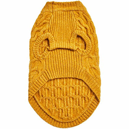 Blueberry Pet Classic Fuzzy Textured Knit Pullover Crew-Neck Dog Sweater in Mustard Yellow, Back Length 16", Pack of 1 Clothes for Dogs - color: Mustard Yellow, Crew-neck, size: 16 inch