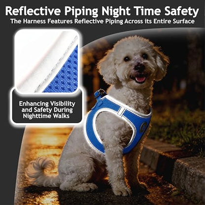 Dog Harness for Small Dogs (Chest 13.5"-14", Weight 4–6 lbs) | Athletica Adjustable Heavy Duty Dog Harness | No-Choke Puppy Vest with Lightweight Reflective Air Mesh | Blue, X-Small - color: Blue, size: X-Small
