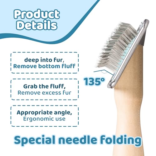 Dog Brush for Long haired Dogs & Cat,Grooming Brush for Shedding, Dematting, Bath, for Short Hair, Poodles, Indoor Cats, pin Brushes for Dog Grooming,Wooden Handle,Wooden Dog Brush