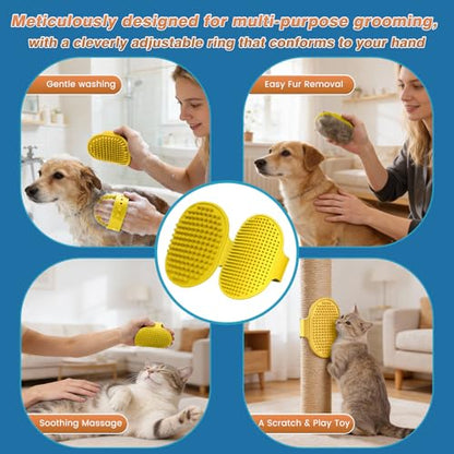 7PCS Pet Grooming Kit for Dogs and Cats | Dog Bath Brush | Washing Gloves | Cleanroom Gloves | Dog Shampoo Brush | Finger Toothbrushes | Storage Bag | All-in-One Pet Care (Purple) - color: Lavender Purple