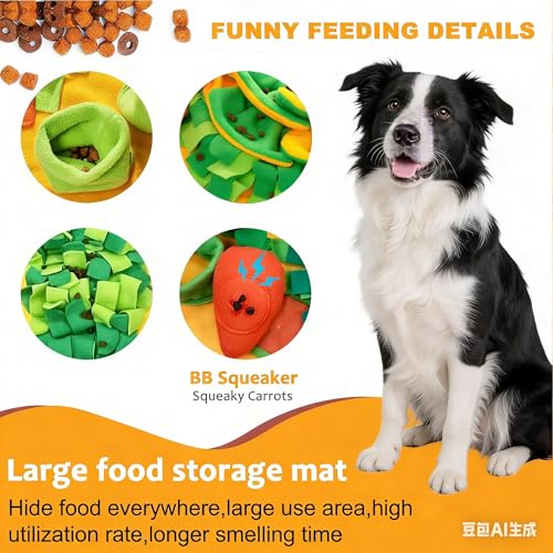Large Snuffle Mat for Dogs，31''x19'',Interactive Puzzle Dog Sniff Mat,Slow Feeder Dog Puzzle Toys for Training & Mental Stimulation,Easy to Clean,Durable Digging Toys for Small Medium & Large Dogs - color: yellow