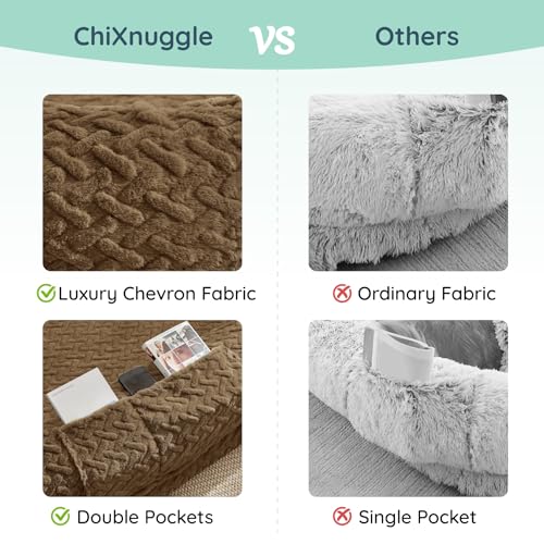 ChiXnuggle Faux Fur Washable Human Dog Bed Cover | 72*40*10,removable replace cover,soft fur,non-slip bottom,brown - color: Brown, size: Cover (72x40x10)