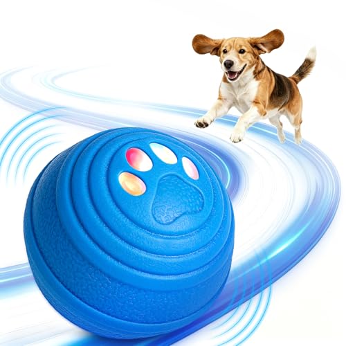 Interactive Dog Ball, Automatic Dog Toy, Vibrating Dog Ball with 4 Play Modes, Moving & Bouncing Ball for Dogs, Smart Self Rolling Dog Toy for Small Medium Dogs, USB-C Rechargeable, Blue - color: Blue