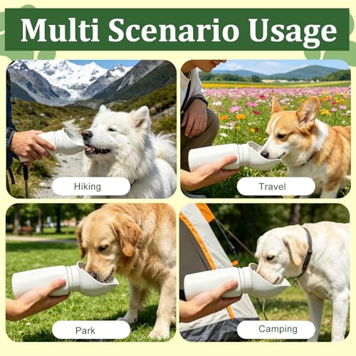 2 in 1 Foldable Dog Water Bottle, Leakproof Portable Pet Dispenser, Water Bottle Dog Bowl, Collapsible Food Grade Silicone Puppy Bottles, Lightweight Foldable for Travel Walking Caming (Grey) - color: Grey