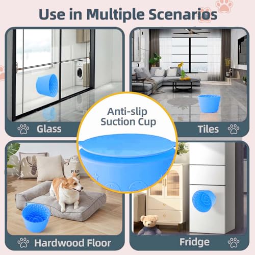 Dog Slow Feeder Lick Bowl, Non-Slip Licking Treat Dispenser, Slow Feeder Dog Bowls for Small Medium Large Breed Dogs, Anxiety Relief & Anti-Choking, BPA Free Silicone (Light Blue, 1.6 Cup) - color: Light Blue