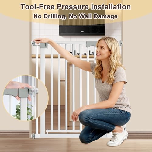 30-41 Inch Extra Wide Outdoor Baby Gate/Dog Gate, Indoor Pet Gate for Doorways, Hallways and Stairs No Drilling, Auto Close, Pressure Mounted Safety gate for Babies,Pets,White - size: White 30-41 inches wide
