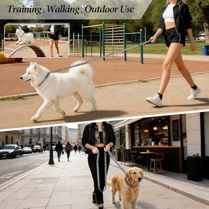 Double Handle Dog Leash 6 FT Reflective 2 Handle Traffic Lead with Padded Grip, Heavy Duty Nylon Leash for Walking Training, for Small Medium Large Dogs, Gray - color: Gray