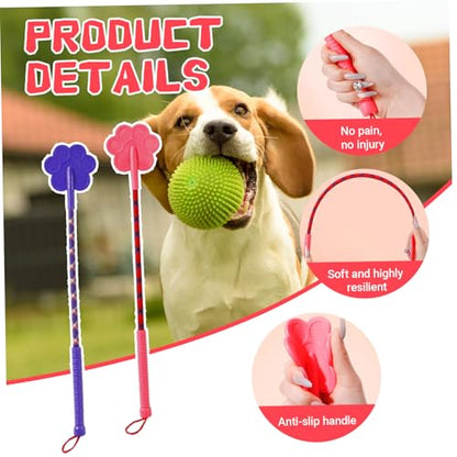 2Pcs Dog Training Stick, 16.5 Inch Rubber Dog Training Tools with Non-Slip Handle, Plum Claw and Lanyard, Cute Stick for Puppy Cat