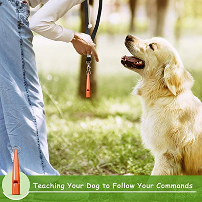 Weewooday 5 Pcs Dog Whistle Training to Stop Barking Plastic Dog Recall Training Whistle with Adjustable Lanyards and Key Rings(Black, Orange, Blue, Purple, Green)