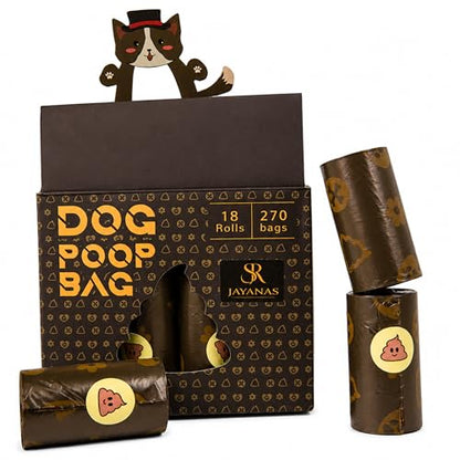 BPI Certified Compostable Dog Poop Bags, 18 Rolls 270 Bags, Coffee-Scented Extra Thick Leak-Proof Waste Bags, Meets ASTM D6400 Standard