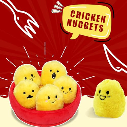 YZHDUXIU Dog Squeak Toys, 6 Pack Chicken Nugget Dogs Push Toys Interactive Puppy Toys Bark Box Toys Dog Chicken Toy to Keep Them Busy - color: Yelllow Chicken Nugget