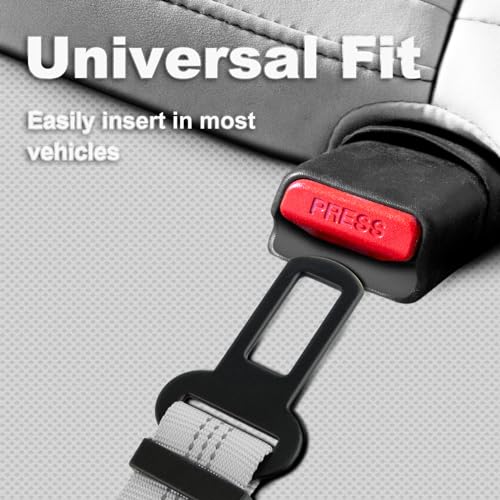 Plutus Pet Dog Seat Belt for Car, Adjustable Dog Car Harness with Carabiner Clip, Reflective Safety Dog Seatbelt Leash with Elastic Bungee, Gray - color: Gray