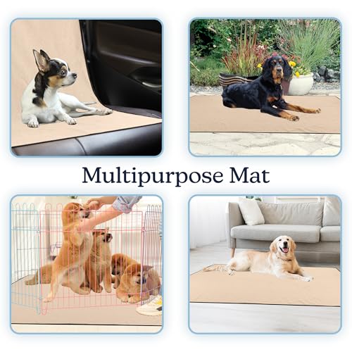 Washable Pee Pads for Dogs - 72” x 72” Extra Large Reusable Pet Mat for Dog Potty Training, Whelping, Playpen, or Crate Mat - Super Absorbent and Quick Drying Puppy Pads by PETMAKER (Beige)
