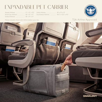 Top-Expandable Pet Carrier with Treat & Pet Window,17x11x9.5 Inch Alaska Hawaiian Airline Approved,Soft-Sided Dog Carrier for Small Dogs and Cats,Travel Cat Carrier with Locking Safety Zippers,Grey - color: Grey, size: 17.0"L x 11.0"W x 9.5"H