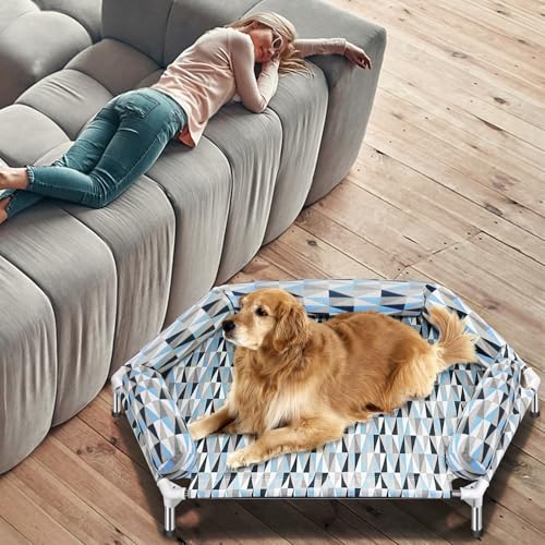 Orthopedic Dog Bed - Beds Bolster,Cooling Elevated Dog Beds with Metal Frame,Raised Dogs Bed,Easy to Assemble,Up to 130 lbs,X-Large (51" L x 32.3" W x 7.8" Th) - size: Bolster XL