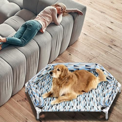 Orthopedic Dog Bed - Beds Bolster,Cooling Elevated Dog Beds with Metal Frame,Raised Dogs Bed,Easy to Assemble,Up to 130 lbs,X-Large (51" L x 32.3" W x 7.8" Th) - size: Bolster XL