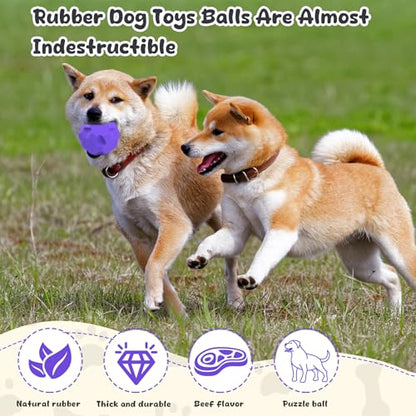 Durable Dog Balls, Dog Puzzle Toy for Boredom, Dogs Enrichment Toy, Interactive Treat Dispensing Balls for Large Dogs to Keep Them Busy - color: Purple