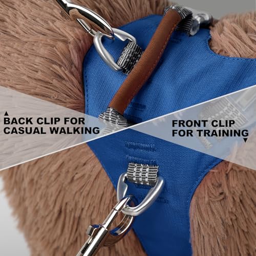 No Pull Dog Harness – Adjustable Reflective Nylon Vest for Small Medium Large Dogs, Escape Proof Training Harness with Leather Control Handle, Lightweight Aluminum Hardware (Royal Blue, S) - color: Royal Blue, size: S