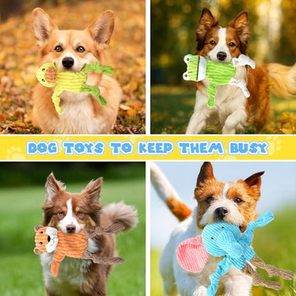 MRSOHRET 5 Pack Dog Toys Squeaky, Tough Stuffed Plush Puppy Chew Toys for Teething, Durable Plush Dog Toy for Large Medium Small Breed to Keep Them Busy, No Stuffing Crinkle Dog Toys - style: No Stuffing Crinkle Dog Toys