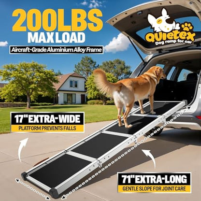 Extra Long 70”Dog Ramp Folding Pet Ramp for Car Large Dogs with Non-Slip Surface Dog Ramps up to 200 lb for Car SUV Truck