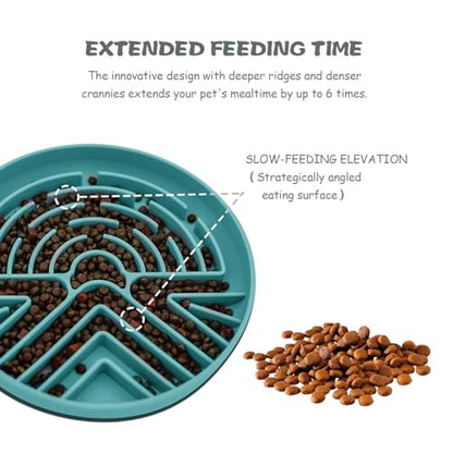 Lesipee Slow Feeder Dog Bowl for Large & Small Pets, Anti Choking Puzzle Dog Food Lick Mat with Non-Slip Base, Interactive Pet Slow Eating, Silicone Licking Mat Cat Feeding Bowl for Puppies & Cats - color: Blue