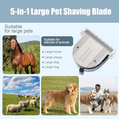 5 in 1 Fine Replacement Blades Compatible with Wahl Bravura Clipper Chromado，Creativa，Figura Dog Clippers for Dogs Grooming （for Larger Animals） - color: Grey-4