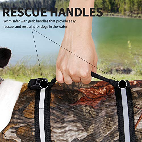 Camo Pet Life Preserver Jacket,Camouflage Dog Life Vest with Adjustable Buckles,Dog Safety Life Coat for Swimming, Boating, Hunting | (XS, S, M, L, XL) … - color: Camo dog life jakcet, size: M