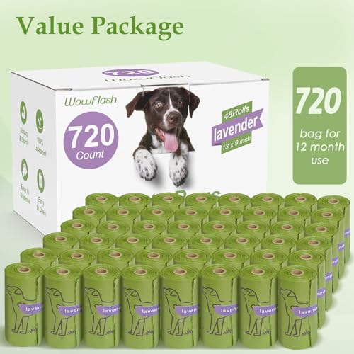 720 Count Lavender Scented 13” x 9”Dog Poop Bags Rolls, Leakproof Strong & Sturdy Waste Bags for Doggie Cat Pet - style: 720 Lavender